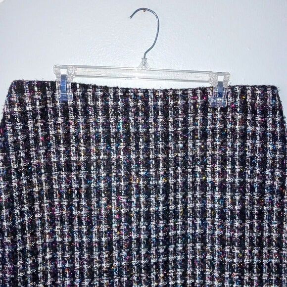 Bagatelle Collection Tweed A-Line Mini Skirt-Large-Metallic Tinsel-Rainbow-Lined - Picture 2 of 7